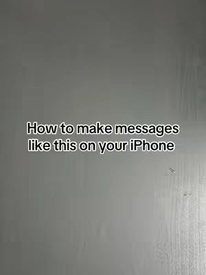 The image shows a plain gray background with overlaid white text instructing viewers on how to customize messages on their iPhone.