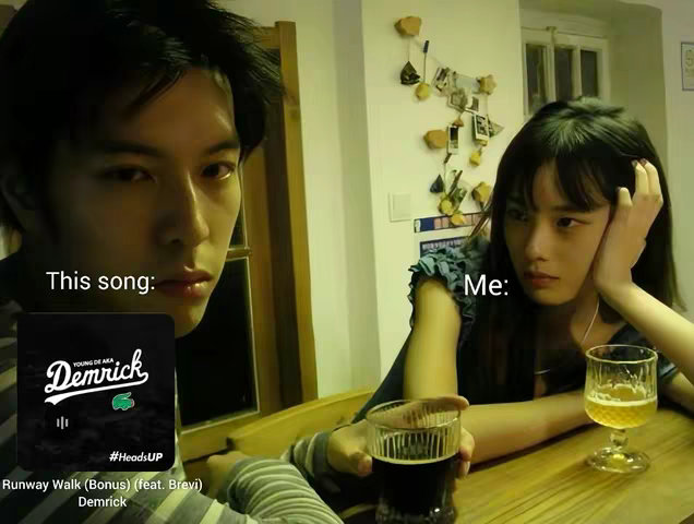 An image showing two persons at what looks like a party. On the left, a man is very close to the camera while the right side of the image shows a woman with her hand on her cheek. The left person looks away, while the woman on the right is looking at the camera. Between the two people, there is a table with two beer glasses. The background contains some decorations that suggest that it is a club.