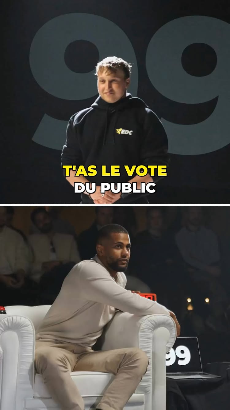The cover image is split into two sections. The top part features a man in a black hoodie with a logo, against a dark background with a large white numeral. The bottom part shows another man seated in a white chair in a studio setting. Text overlays are present.