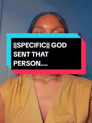 The cover image features a woman centered in the frame. She is wearing a mustard-colored blouse. A rectangular text overlay is positioned in front of her, containing the text: "||SPECIFIC|| GOD SENT THAT PERSON...." The background is out of clear focus, with blue and purple tones.