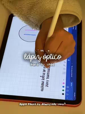 A person is holding a white stylus, writing on an iPad. The iPad screen displays a digital notebook with text and drawings, with the caption text overlayed on the image.