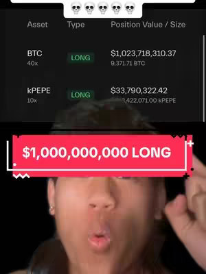 A selfie-style video image. The bottom half of the image shows a young man with his mouth open, as if in surprise. Above him is a banner with the hook text. In the upper portion, a table with financial data on a dark background.