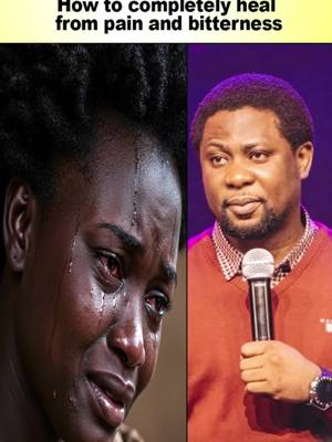A split image featuring a woman crying heavily on the left side and a man with a microphone on the right side. The man is wearing a red sweater and a wristwatch and seems to be speaking in a professional setting, possibly to an audience.