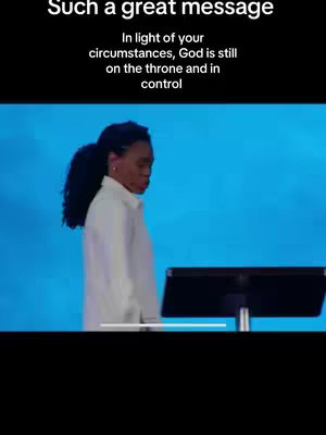 The cover image features a person in a white shirt standing on a stage, facing slightly away from the camera. The background is a solid blue. Text overlays at the top provide a message.