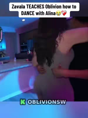 A video cover shows an interior scene where two people are dancing face-to-face. The lighting suggests a club or home setting. The text overlay reads "Zavala TEACHES Oblivion how to DANCE with Alina".
