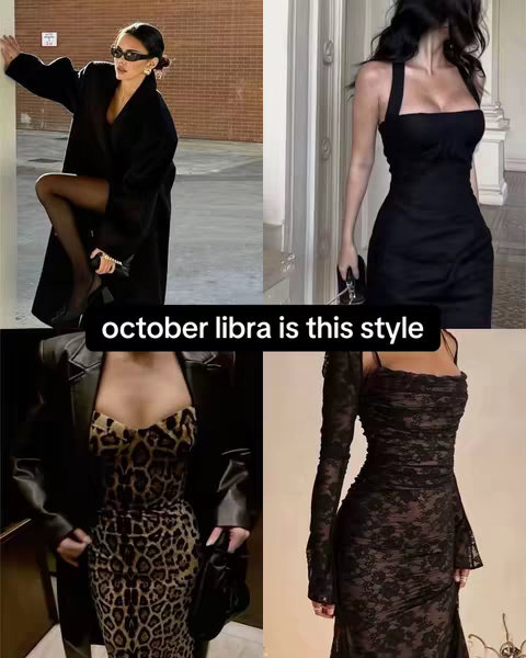 The cover features a grid of four images showcasing women in different fashionable outfits, suggesting style inspiration. The outfits range in style, including a sophisticated all-black ensemble with sunglasses and a coat, alongside dresses of various designs and patterns. The layout uses a consistent style to present multiple fashion options.