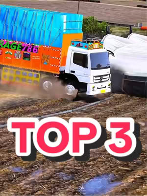 The cover image shows a truck driving through a field. The truck is white with colorful designs and the text "TOP 3" in a bold red font.