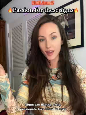 A woman with long brown hair looks directly at the camera, speaking. Above her is text in a pink box that says "Until June 5". Below her are two lines of text, which gives context for what the sign's are doing, which is a passionate love boost.