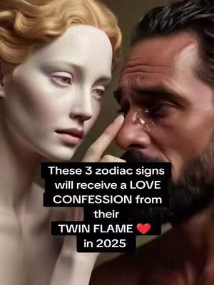 The image shows a close-up of two figures, presumably a man and a woman, with one of the characters' finger placed on the other's face. Text overlays on the image, highlighting the video's theme of love and astrology.