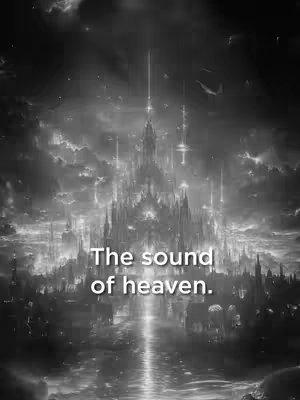 A grayscale image depicting a majestic, detailed cityscape, possibly a cathedral or a celestial city. The sky is filled with swirling clouds and beams of light, creating a dramatic and ethereal effect. The image is vertically oriented with the main text in a clear, white font.