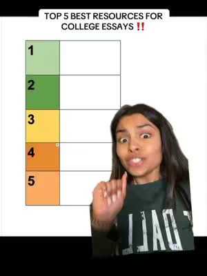 The cover image is a vertical video still featuring a young woman with dark hair and an expressive face, centered within the frame. She has a chart behind her, and she is pointing and glancing with a look of emphasis. Above her is a colored table that has the numbers one through five and each number has a corresponding block of color. The colors are green, yellow, orange and the background is a clean white. The overall composition suggests a presentation or tutorial on a list.