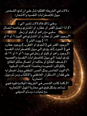 The cover image is a dark background with golden radial light emanating from the center. Overlaid on this is vertically oriented text in Arabic. The text is arranged in a rectangular format, suggesting information is described.