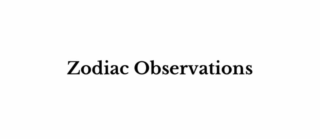 The cover image features the text 'Zodiac Observations' in a clean, sans-serif font centered on a plain white background.