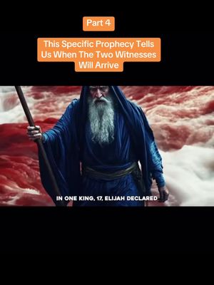 The cover image is a vertical composition with an orange banner at the top and a dark background. The image is split roughly in half, the top portion showing text in a rectangular orange box, the bottom showing a digitally rendered illustration of an old man in a blue robe holding a staff in the middle of a red sea.