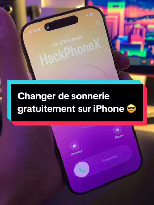 The cover image shows a person holding an iPhone.  The phone screen is lit up, displaying an incoming call interface during a FaceTime call, with caller ID visible.  The background is blurred and includes a desk with a monitor, which suggests a home or office setting. The foreground features a hand holding the phone. The video's title and instructions are overlaid on the phone's screen, in a black and turquoise box.