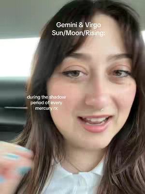 A selfie-style video cover image of a fair-skinned woman with dark hair and a nose ring. She is positioned in the center of the frame, smiling and looking towards the viewer. The image has overlaid text at the top and bottom, and appears to be filmed in a car or similar setting due to the lighting and background.