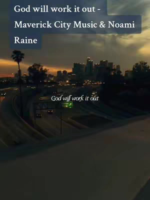 The cover image shows a nighttime cityscape with highway traffic in the foreground. The sky features a gradient of colors, from orange to dark blue. Text overlays appear at the top with the song's title, and artist information, and at the bottom with the song title.