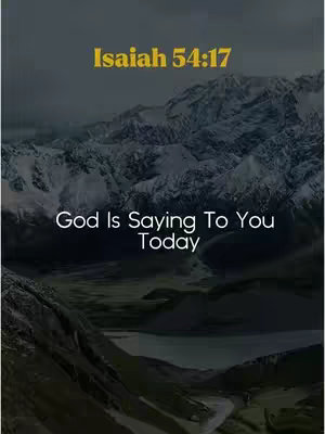 The image features a mountainous landscape under a cloudy sky. Text overlays appear in yellow and white, conveying a religious message.