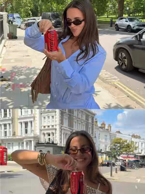The cover image is divided into two horizontal sections, each depicting a scene featuring a young woman with long brown hair. In the top section, the woman is outdoors, holding a red Coca-Cola can, with a park and vehicles in the background. The second image is a different scene of the woman with a Coca-cola can close to buildings.