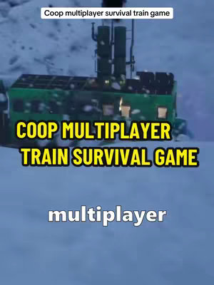 A cover image of a green train traveling across a snowy landscape. Text overlays at the top and center highlight "Coop multiplayer survival train game". The lower part of the image displays "multiplayer".