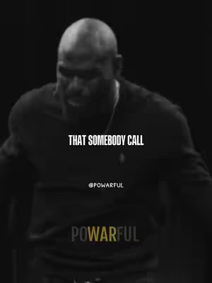 A black and white photo features a man with a shaved head in the foreground against a plain dark background. The man is looking with a serious expression. Text overlays include the phrase 'THAT SOMEBODY CALL' in white capital letters and a handle @POWARFUL in a smaller font, also POWARFUL at the bottom