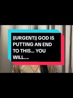 The cover image features a person with a gold-colored top in front of a plain background. The main element is a brightly colored rectangular text box overlaid on top of the person. The text box contains the words "||URGENT|| GOD IS PUTTING AN END TO THIS... YOU WILL....". The overall composition is framed to a vertical video format.