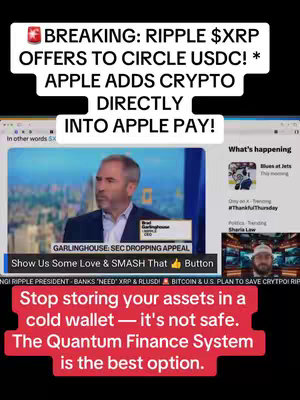 The cover image shows multiple visual elements layered on top of each other. In the top section, bold white text announces the news, with a red and white logo to the left. Below this text layer is a video screenshot featuring a man speaking, with other elements on the right side of the screen. At the bottom of the image, a red banner presents text about storing assets. The overall composition is designed to catch the viewer's attention.