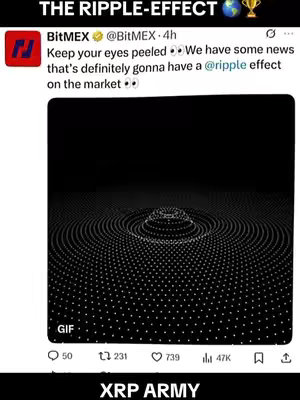 The cover image features a graphic representation of a ripple effect, with concentric circles emanating from a central point, set against a black background. The top of the image includes a logo, the BitMEX logo, and a tweet with text. At the bottom, there are some of the social media icons.