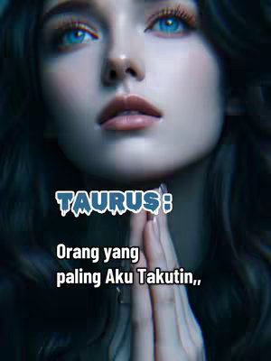 The cover image features a close-up of a woman's face with fair skin and blue eyes. She is looking up at the camera, and the image has a soft, ethereal quality. Text overlays are present, identifying the astrological sign Taurus and a statement in Indonesian.