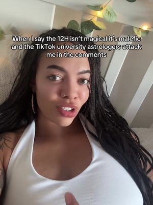 A woman with long dark braids is positioned in the foreground, looking directly at the camera with an open mouth as if speaking. The background is blurred, showing a soft, neutral color palette. Text is overlaid at the top, written in a clear, modern font.