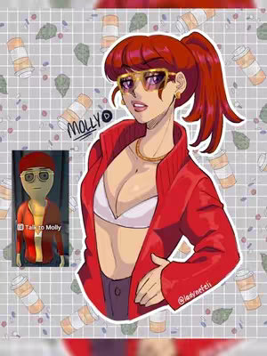 An illustrated cover image of a game review featuring a woman in front of a background of pills and marijuana leafs. She is wearing sunglasses, a red shirt, and has red hair. A smaller image of the avatar from the game is on the left.