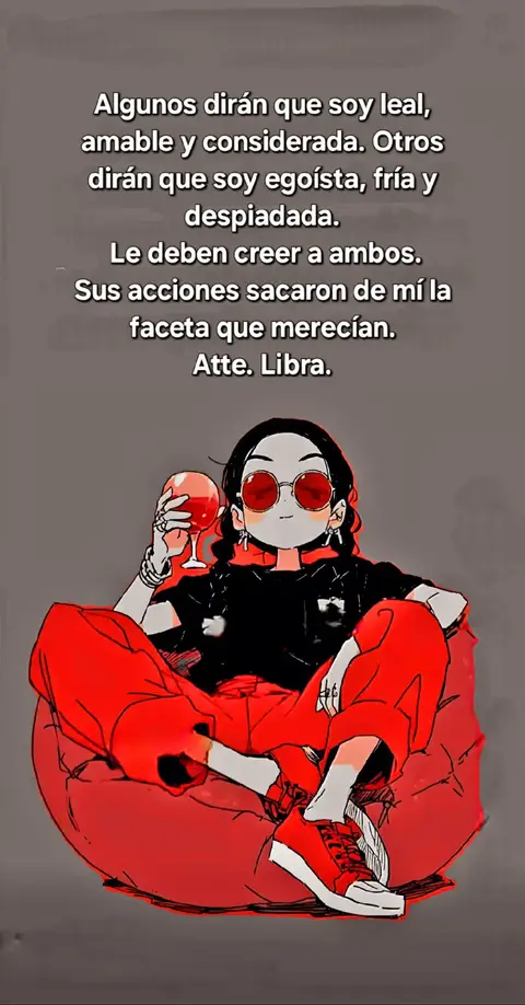 Illustration of a woman with sunglasses and red pants, sitting on a bean bag chair, holding a glass of wine. Text overlay is at the top of the image.