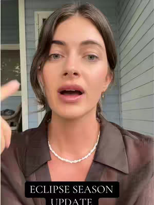 A woman with dark hair is speaking. She is in front of a light blue structure. The overlay at the bottom reads "ECLIPSE SEASON UPDATE".