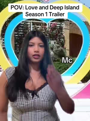 A woman with long dark hair is centered in front of a colorful, heart-shaped background. She wears a black and white checkered top. Text overlay is displayed at the top.