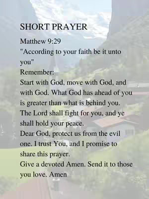 A vertical image featuring a cream-colored background with a gray and green mountain range scene visible at the top. The image contains text in a clear, readable layout. Overlaid on the background is the text, with the primary focus text appearing in larger, bolder fonts. The layout gives the feel of a modern, professional design. A prayer is written in a simple font.