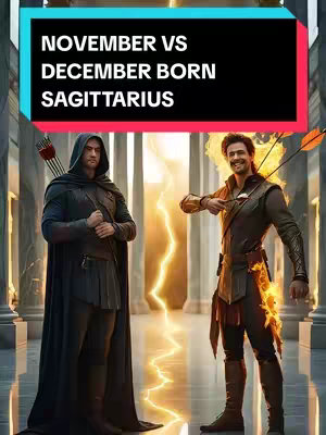 The cover image features two male figures dressed as archers, separated by a glowing energy field. The figure on the left wears dark clothing and a hood, while the figure on the right is in lighter-colored attire with flames around the bow and arrow. The background has a large arch with architectural elements. The top portion contains white text on a black and aqua background.