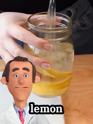 The cover image features a cartoon doctor character with a concerned expression next to a jar, into which water is being poured. The jar contains lemon slices, hinting at a health-related topic. Text overlayed at the bottom says 'lemon'.