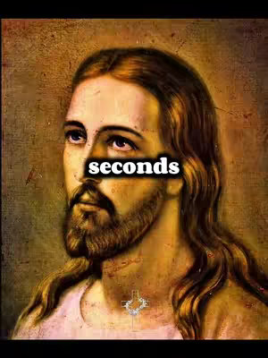An artistic depiction of Jesus Christ, with a warm, aged color palette. The composition is a close-up portrait focusing on his face. He has long, wavy brown hair and a beard. The image has text overlaid. The background is a mix of brown and gold tones.