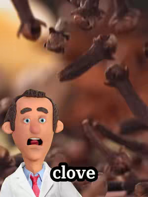 A digitally rendered image showing a surprised cartoon doctor in a lab coat and red tie, set against a blurry background of cloves.