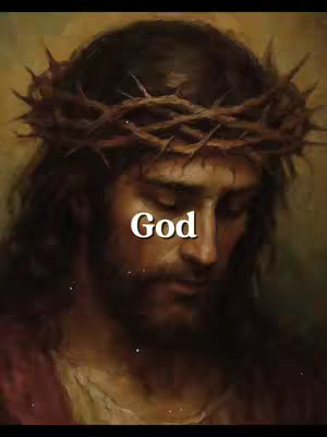 The cover image features a painting of a man, presumably Jesus, with a crown of thorns on his head and his eyes closed. The word "God" is overlaid in white text. The image is lit with soft, warm tones, creating a reverent atmosphere.