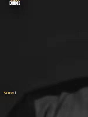 The image is a vertical shot featuring a dark background with a person. The person is positioned in the lower right, only partially visible. The text overlay reads 'Apostle'. The overall tone is serious or motivational, suited for content conveying religious or inspirational themes.