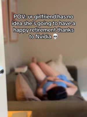 The image is blurry and shows a cozy indoor scene. A person is relaxing on a greenish couch, with their legs up, facing away from the camera. The lighting is soft, and the background is a neutral color. Overlaid on the image is white text in a sans-serif font.