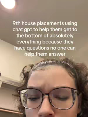 A close-up shot features a young woman with glasses, partially obscuring her eyes. Text overlays the image, posing a question about astrology and GPT.