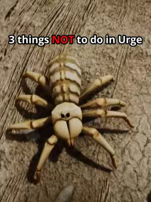 The cover image shows a large, stylized spider against a textured, brown background. Above the spider, white text reads "3 things NOT to do in Urge", with the word "NOT" in red.