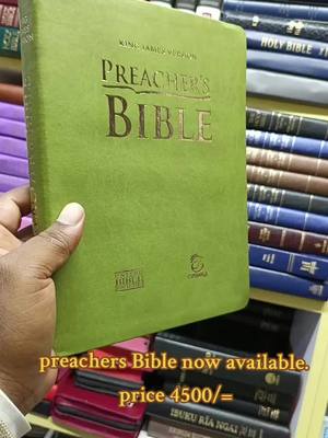 A close-up shot features a green, hardcover book with the words "PREACHER'S BIBLE" embossed in gold. The book is held by a hand, and the background showcases a shelf of books, and a hook text is added at the bottom.