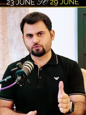 The cover image features a man in a black polo shirt with a microphone in front of him. He is gesturing with his right hand, and there is text at the top. The background is softly lit. The man has short, dark hair and a beard.