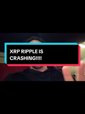 A selfie-style image of a person with a black hoodie with text in a black box overlay. The text says: "XRP RIPPLE IS CRASHING!!!!".