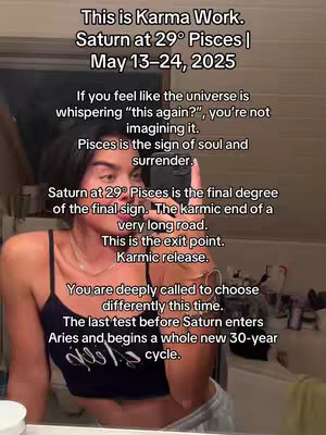 A person is in a bathroom and taking a mirror selfie, with text overlayed on the image. The person has light skin, with black hair.