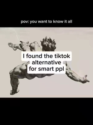 The cover image is a monochrome illustration of a muscular male figure in a dynamic pose, seemingly leaping or falling through space. Text overlays indicate this is related to a specific TikTok alternative.