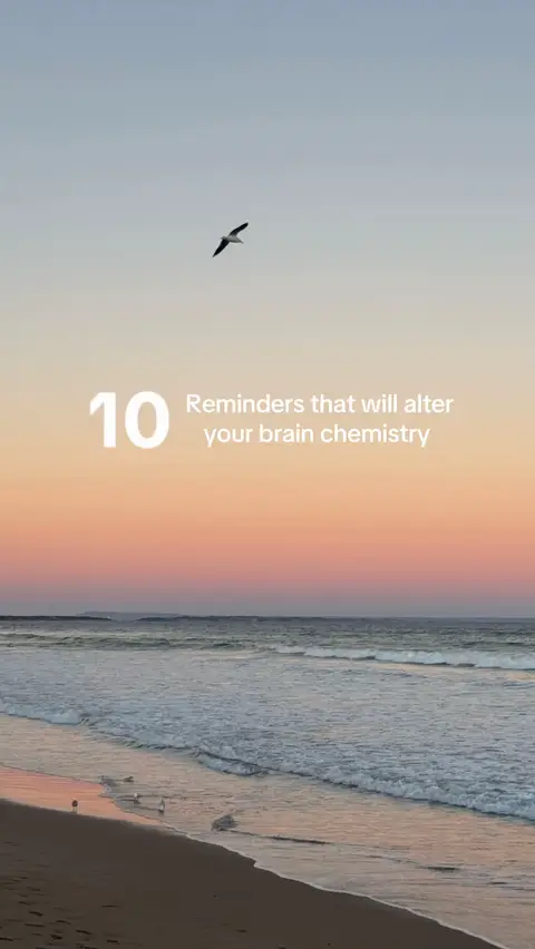The cover image shows a serene beach scene at sunset or sunrise. The sky transitions from a light blue at the top to warm oranges and pinks near the horizon. A single bird, likely a seagull, is flying in the upper portion of the image. The sea meets the sand in the middle ground, and the wet sand is visible in the foreground. Text overlayed on the image displays the number '10' in a large white font on the left and a caption to the right.